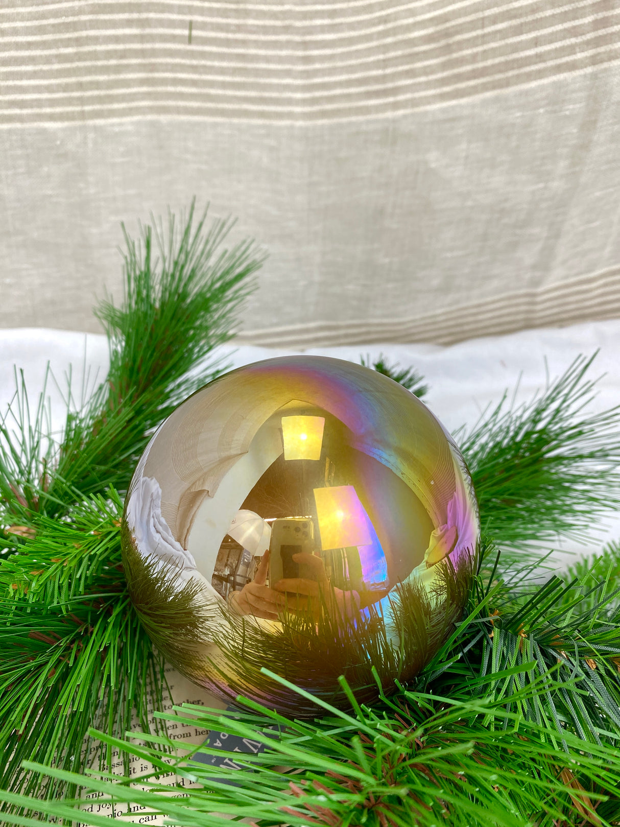 Small Warm Iridescent Glass Ornament