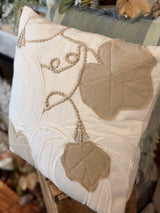 Square White Pumpkin Applique Pillow