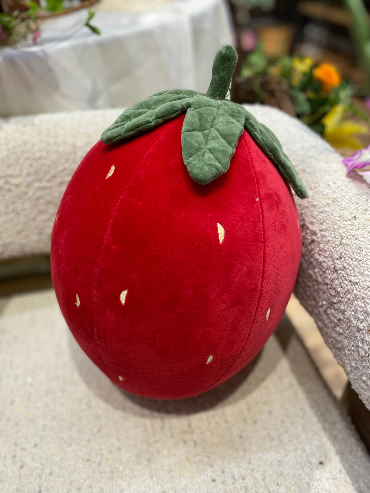 Cotton Velvet Embroidery Strawberry Pillow