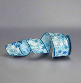 2.5" Blue Snowflake Swirl Ribbon Bolt