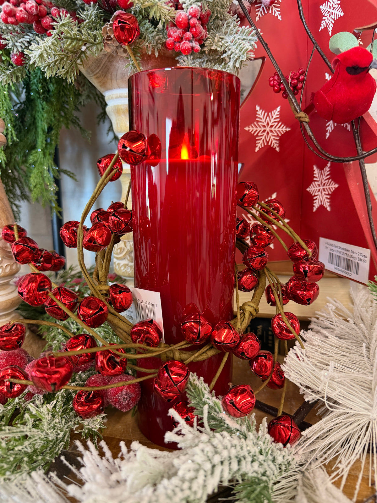 13" Red Jingle Bell Candle Ring