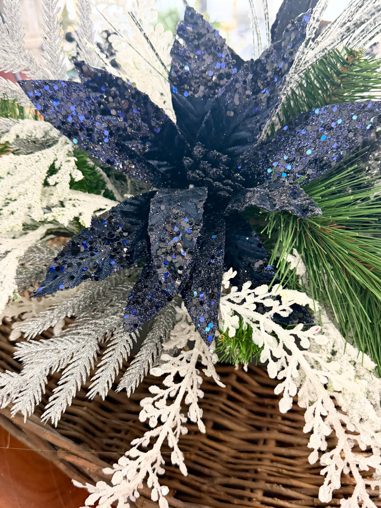 27" Bejeweled Poinsettia Centerpiece