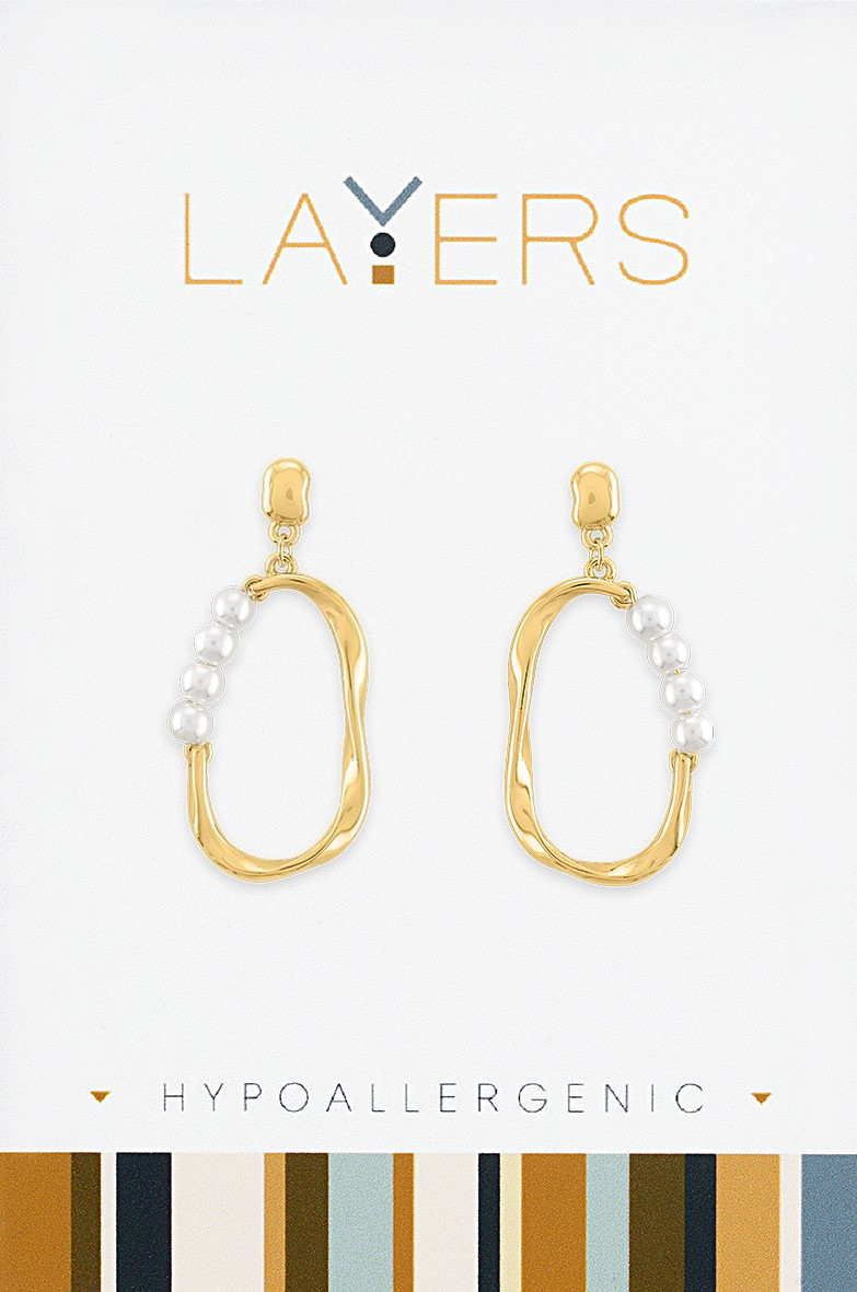 Gold Organic Pearl Dangle Earrings