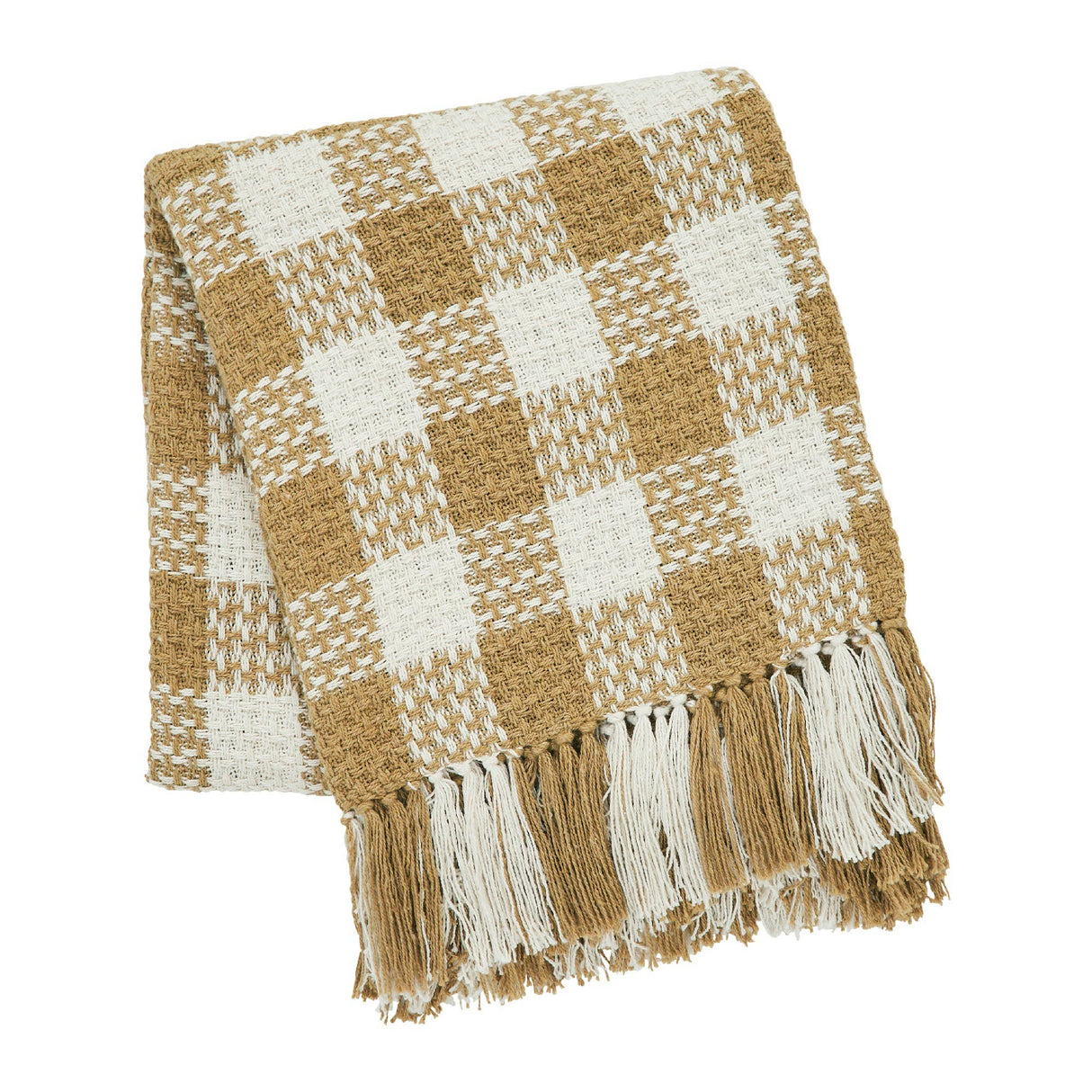 Golden Wheat Heritage Check Throw Blanket