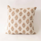 Block print silhouette pillow styled in a home decor vignette from Magnolias Home Decor