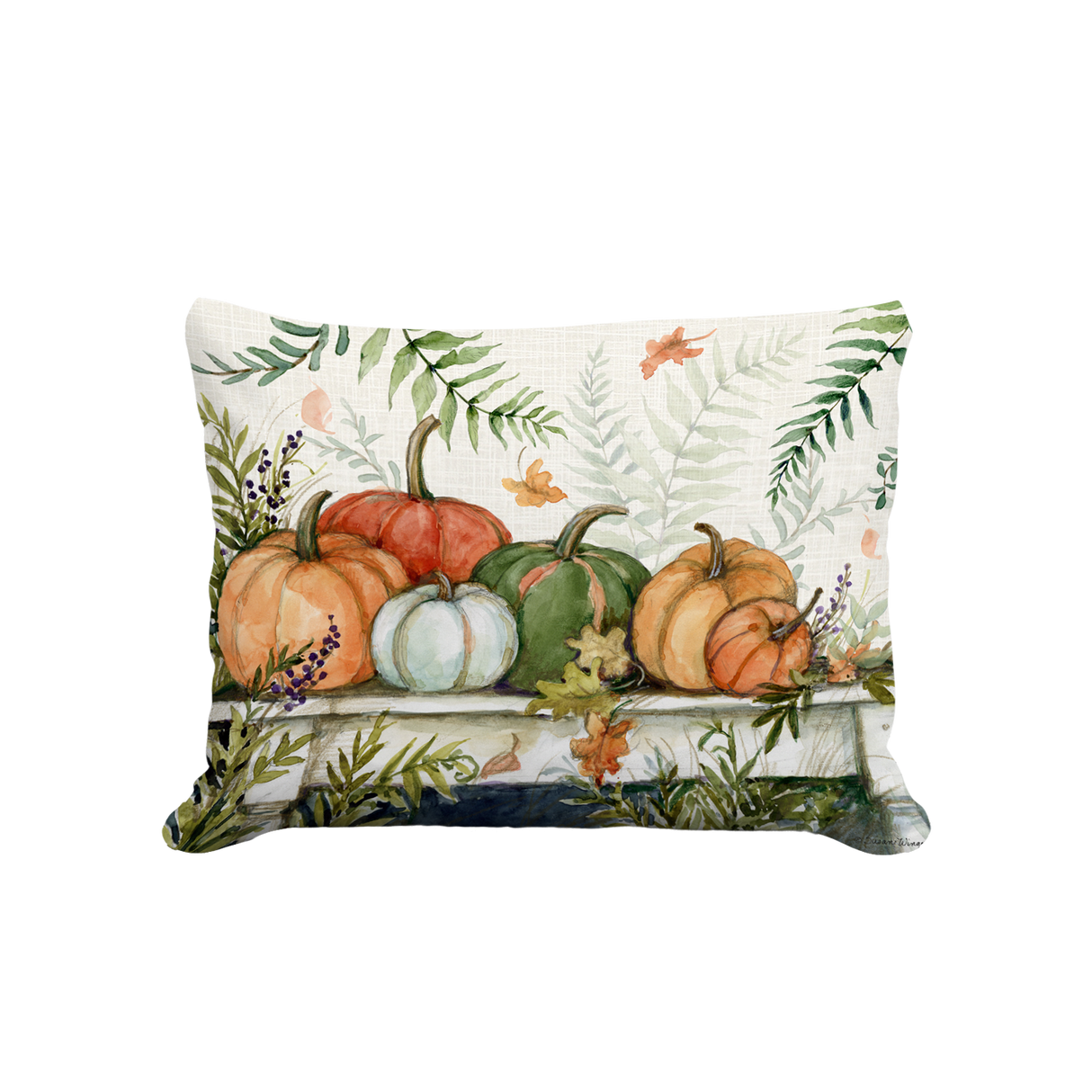 Pumpkin Table and Ferns Indoor/Outdoor Pillow