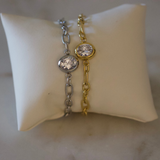 Silver Maren Crystal Link Bracelet Water Resistant Non Tarnish