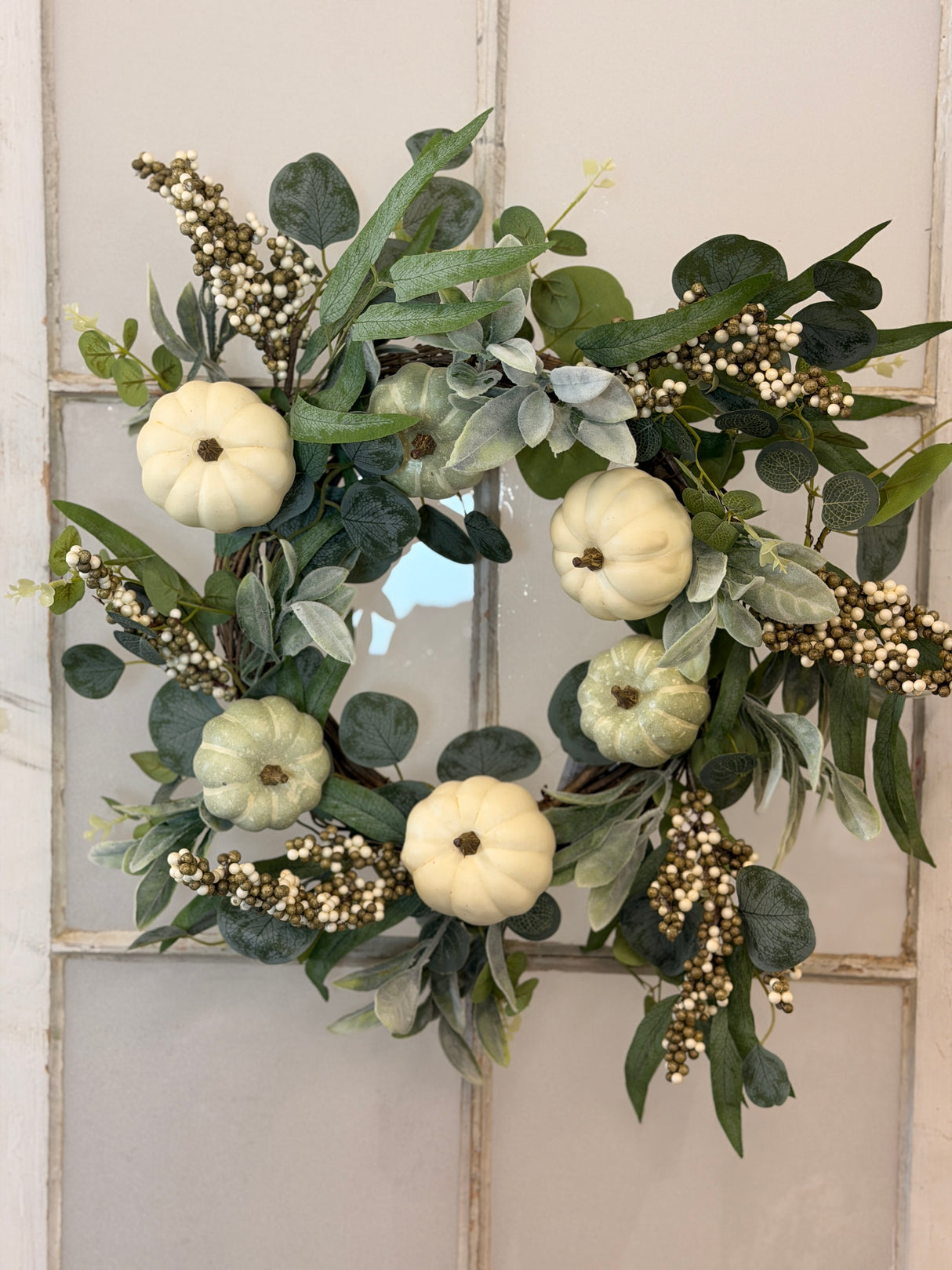 22" Eucalyptus Berry & Pumpkin Wreath