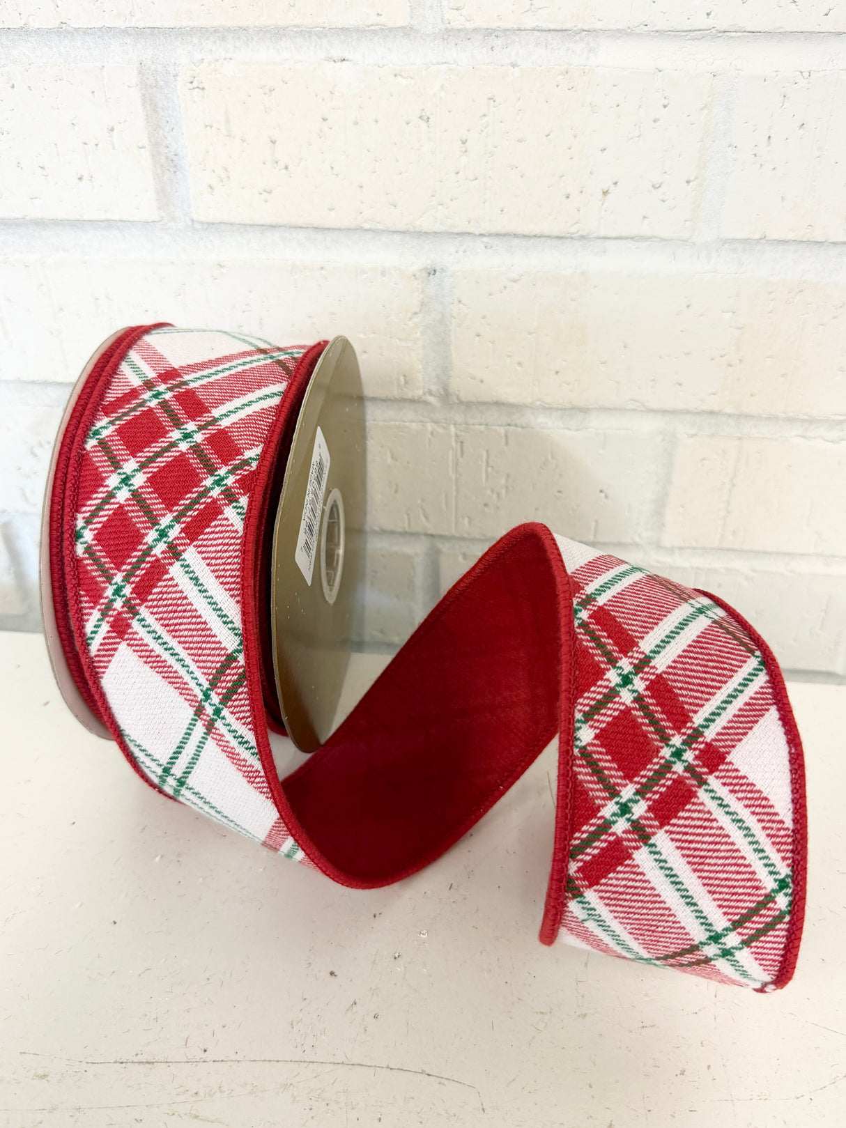 2.5" Red White Cotton Plaid Ribbon Bolt
