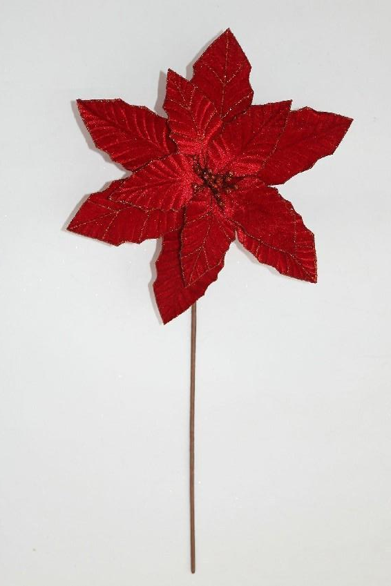 Red Rich Velvet Poinsettia Stem