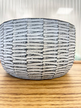 Short Carved Cement Black Pot