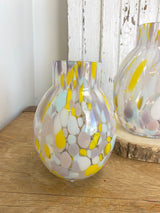 7" Yellow Blue Multi Glass Vase