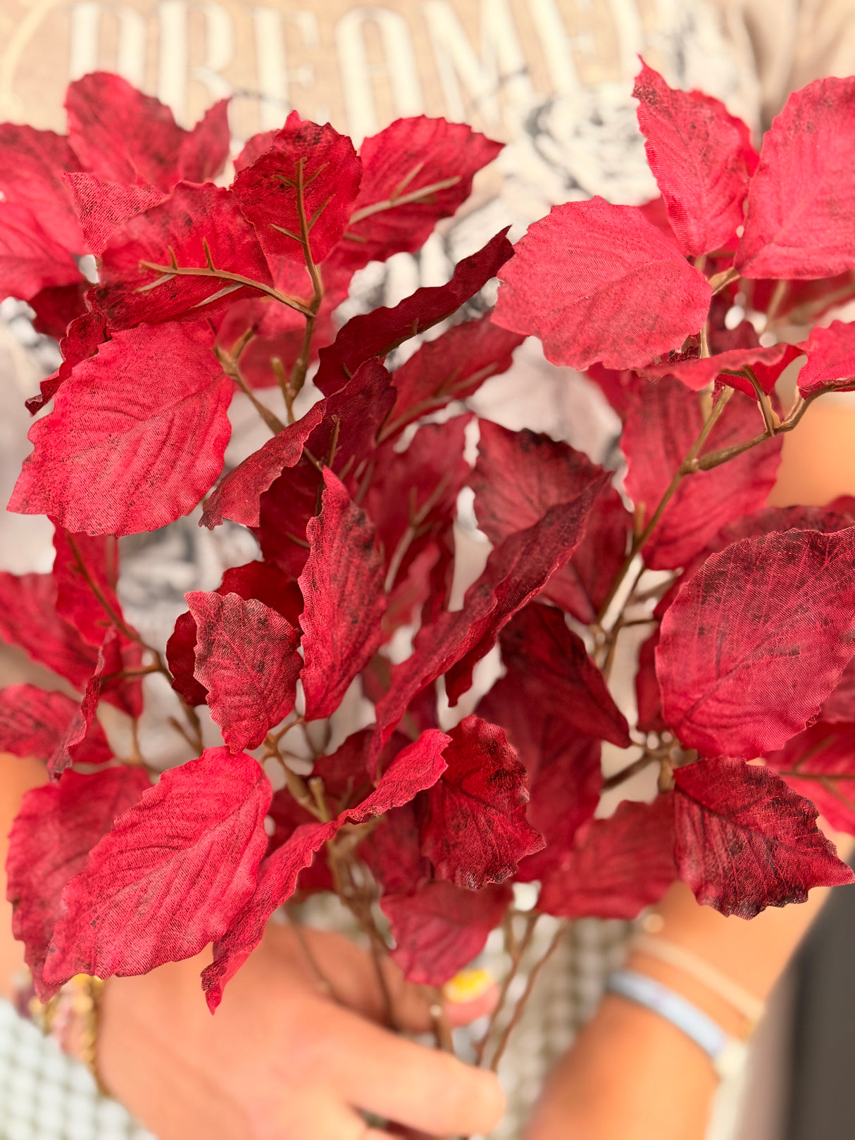 Burgundy Elm Leaf Spray