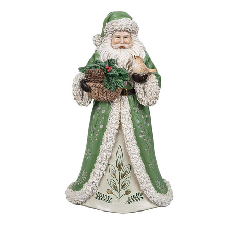 Shades of Emerald Santa Garden Statue styled for christmas home decor from Magnolias Home Decor