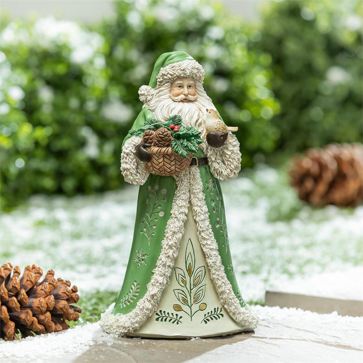 shades of emerald santa garden statue, outdoor safe, for farmhouse christmas home decor from Magnolias Home Decor