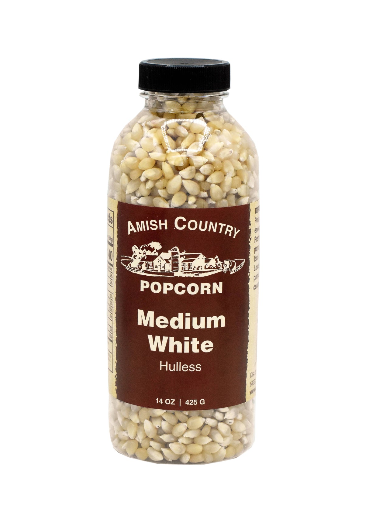 14oz Bottle of Medium White Hulless Popcorn