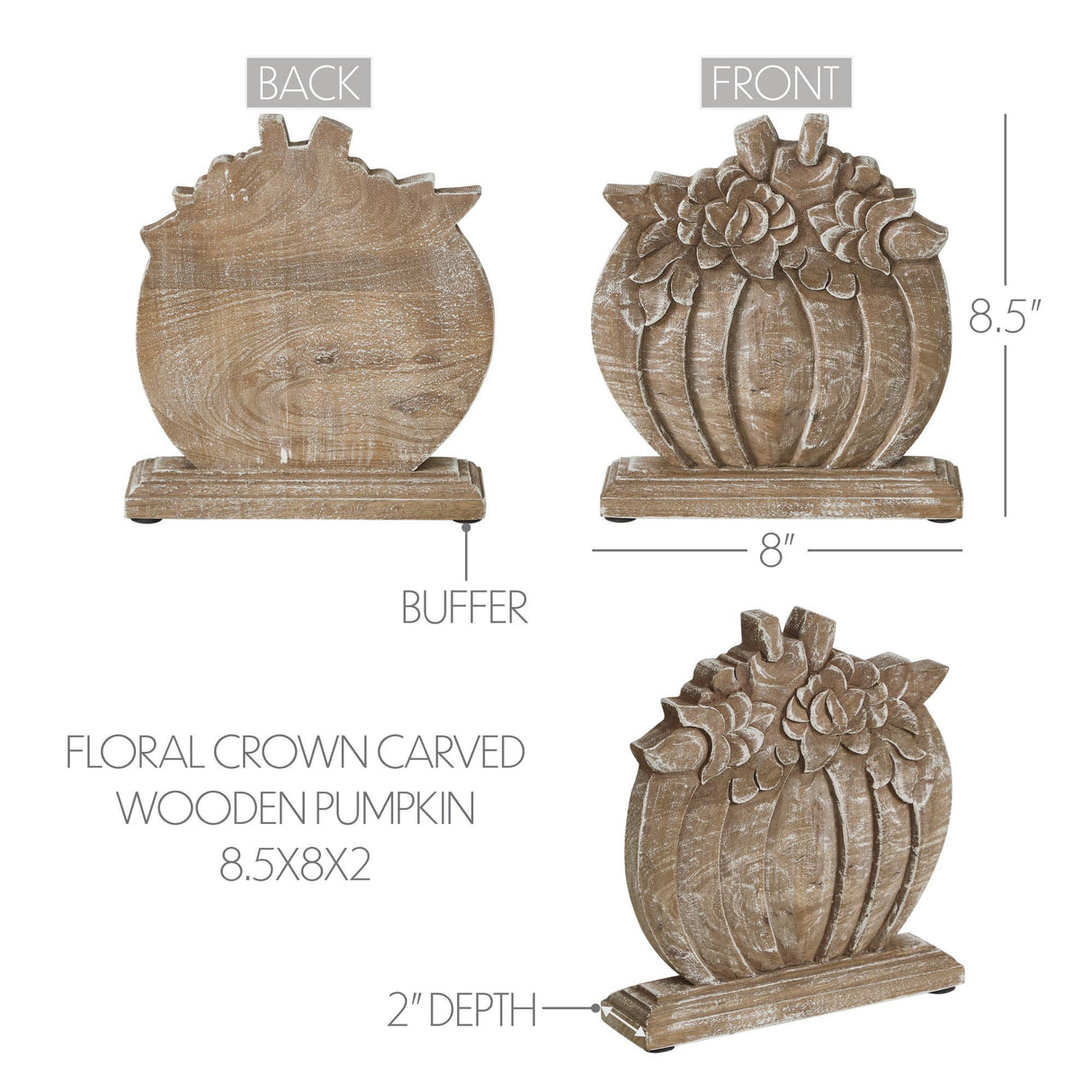 Mango Wood Floral Pumpkin Fall Decor