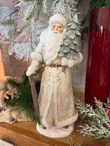 Vintage Resin Santa with Cane and Tree