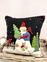 Handmade Black Candy Cane Snowman Pillow