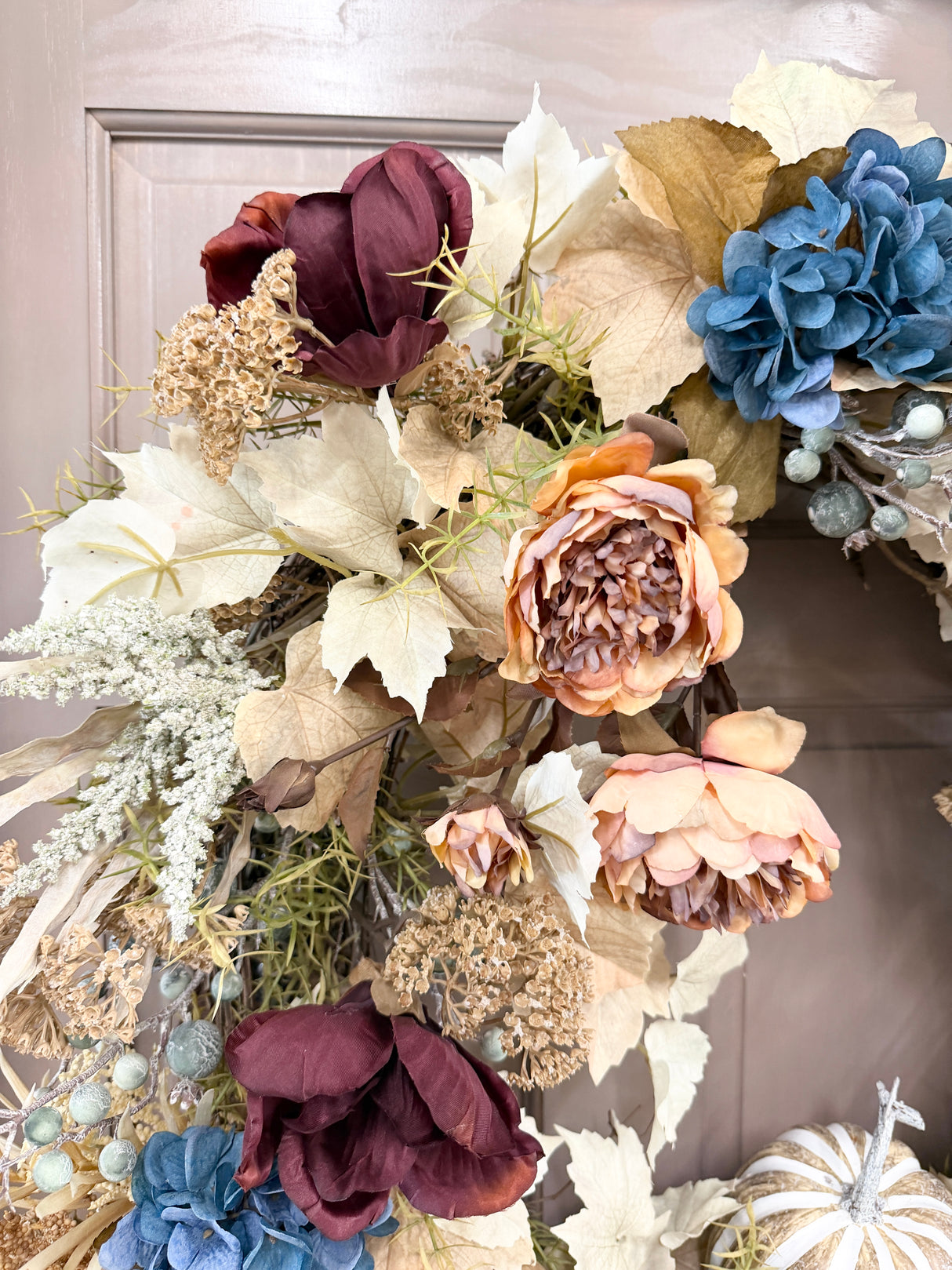 31" Blue Velvet Harvest Wreath