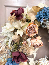 31" Blue Velvet Harvest Wreath