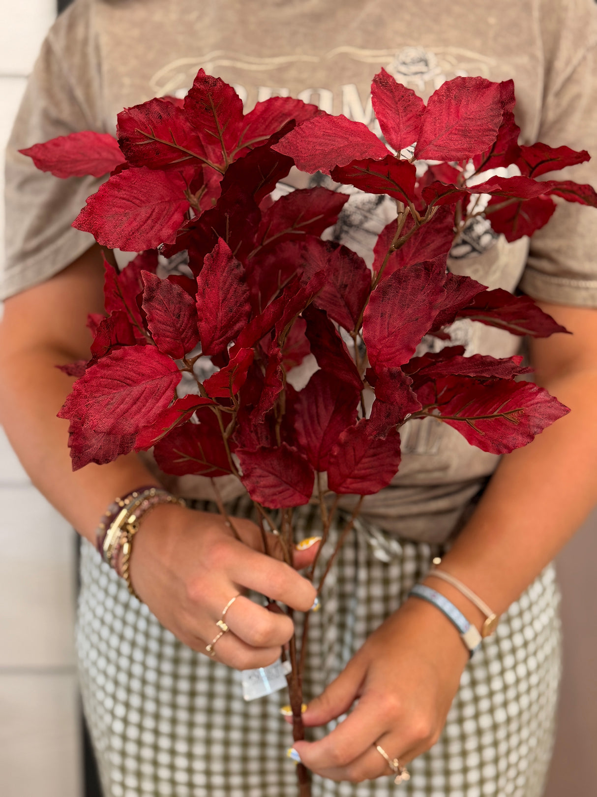 Burgundy Elm Leaf Spray