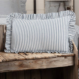 Sawyer Blue Ticking Stripe Ruffled Throw Pillow
