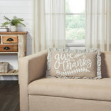 Give Thanks Gingham Ruffled Throw Pillow