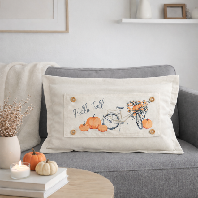 Vintage Fall Bike Interchangeable Pillow Panel