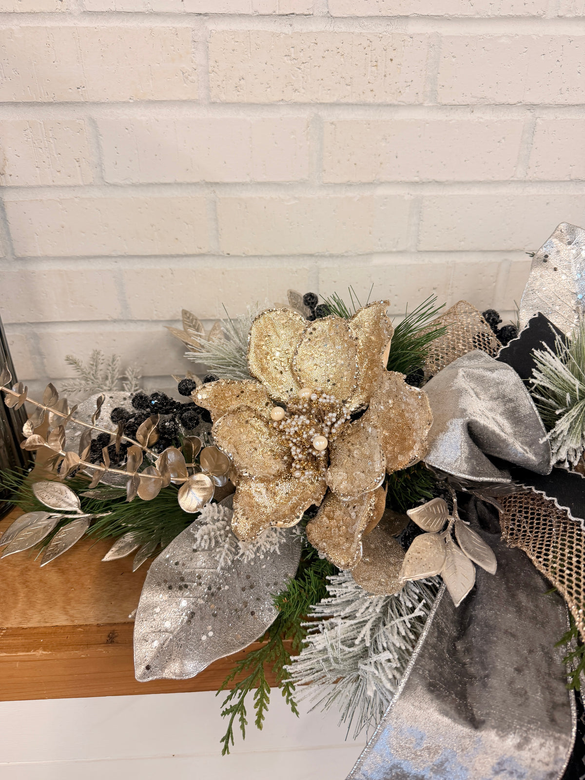 45" Black Velvet Christmas Swag