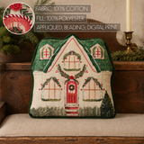 Christmas Cottage Beaded Pillow