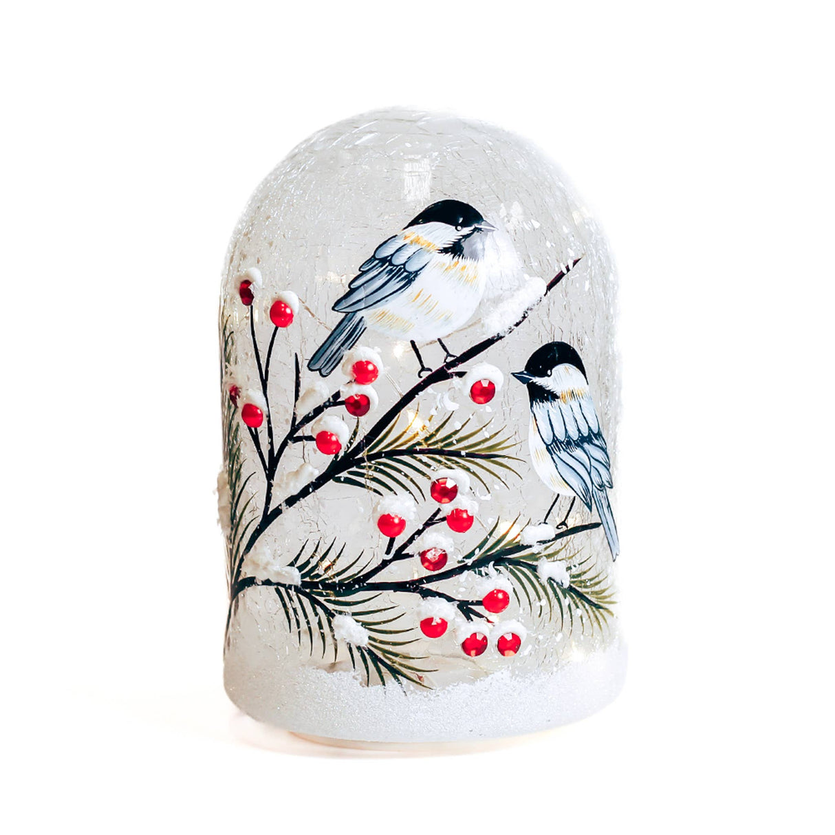Winter Bird Glass Cloche Luminary