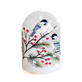 Winter Bird Glass Cloche Luminary