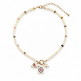 Sunset Dragon Mahjong Tile Charm Beaded Necklace