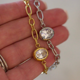 Gold Maren Crystal Link Bracelet Water Resistant Non Tarnish