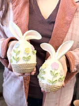 Flower Stitch Resin Bunny Egg Set of 2
