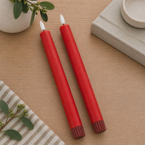 Fia Red Taper LED Candle Set