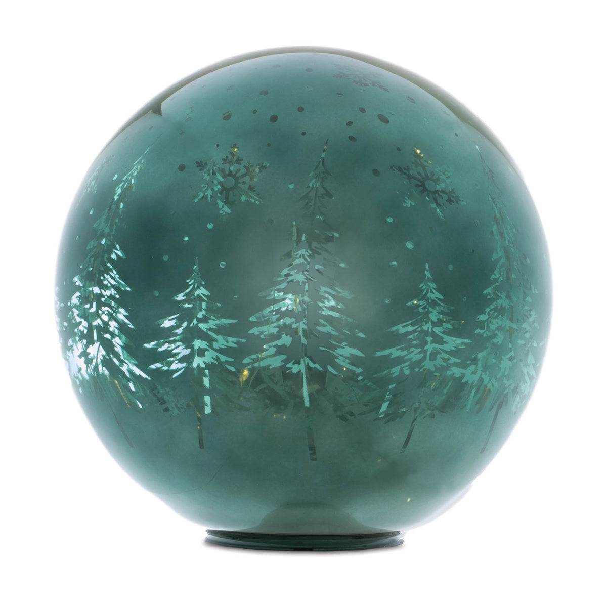 Blue Lighted Glass Tree Globe Set