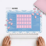 Mahjong Practice Mats Neoprene Design Blue Roses