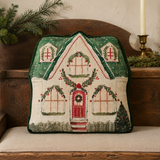 Christmas Cottage Beaded Pillow