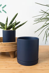 Blue Romey Pot with Saucer -2 Sizes