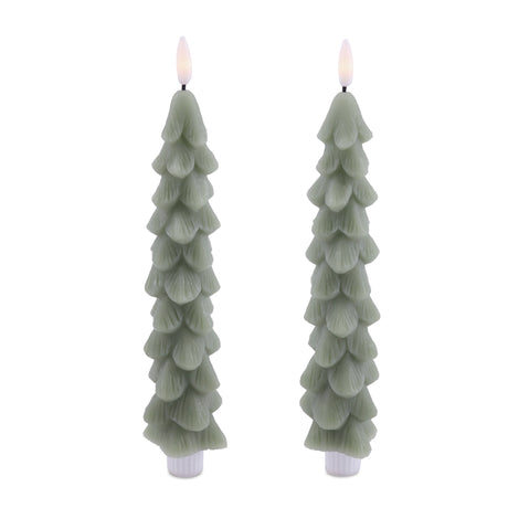 Close-up of fia tree taper led candle set detail from Magnolias Home Decor