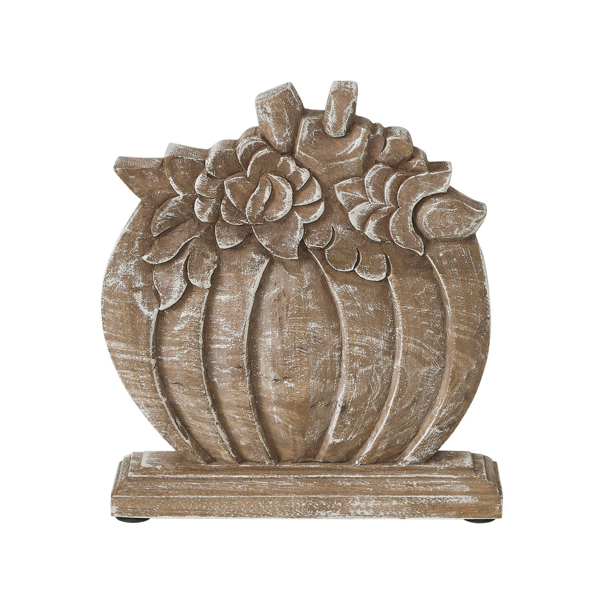 Mango Wood Floral Pumpkin Fall Decor