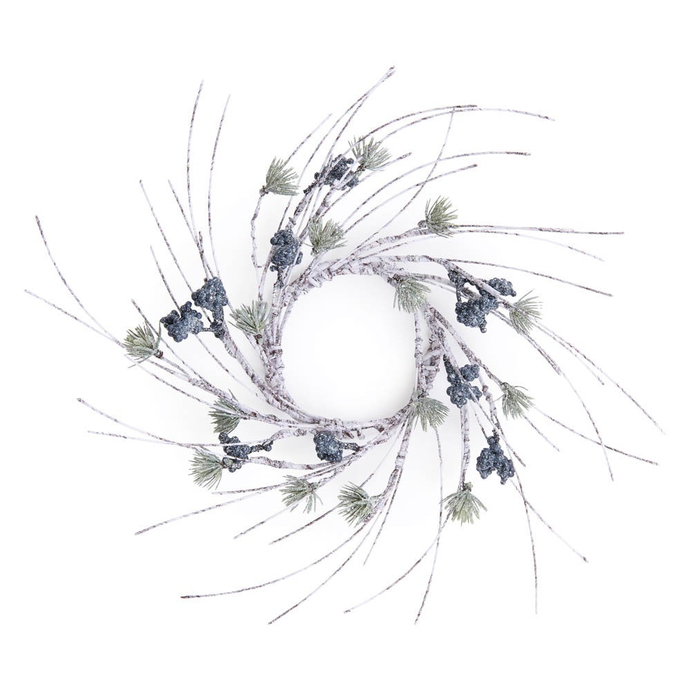 Birch and Pine Candle Ring for Winter home decor from Magnolias Home Decor