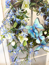 24" Bluebell Butterfly Bliss Wreath