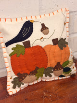Handmade Pumpkin & Bird Pillow