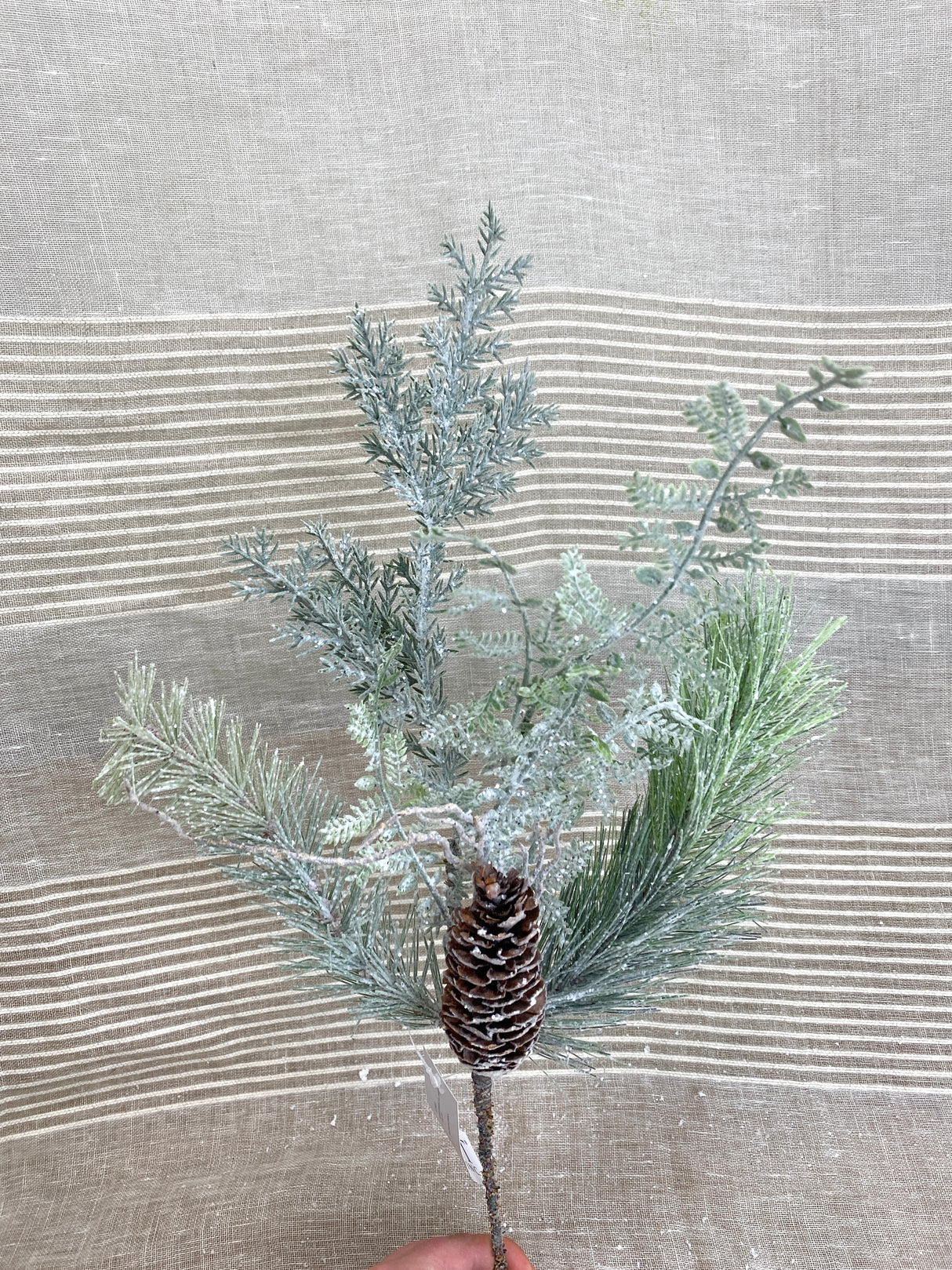 Snowflake Frosted Pine Pick
