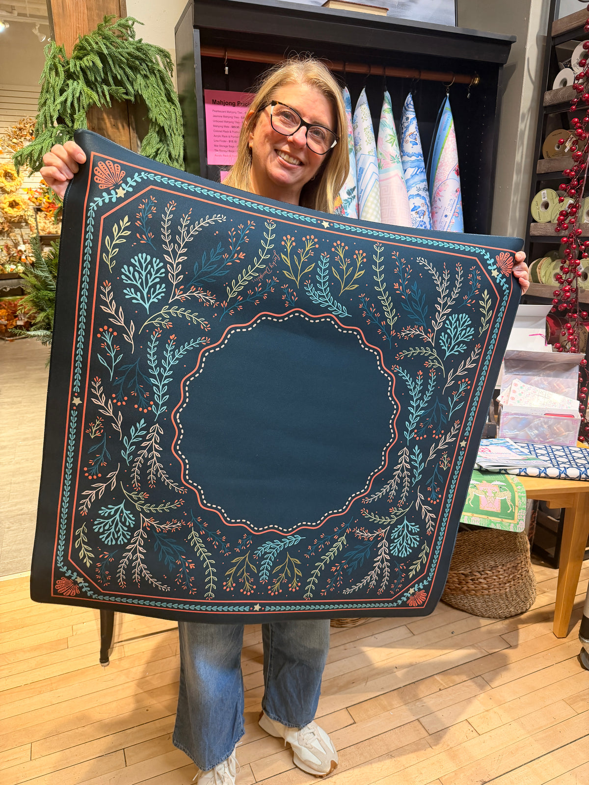 Deep Teal Mahjong Mat