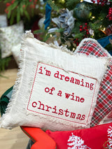 Wine Christmas Cotton Embroidery Pillow