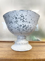 Antiqued White Cement Pot